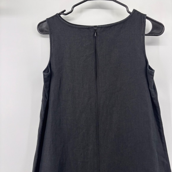 Talbots Petites Black Irish Linen Sleeveless Midi Shift Dress Side Slit Size 8P - Picture 5 of 10